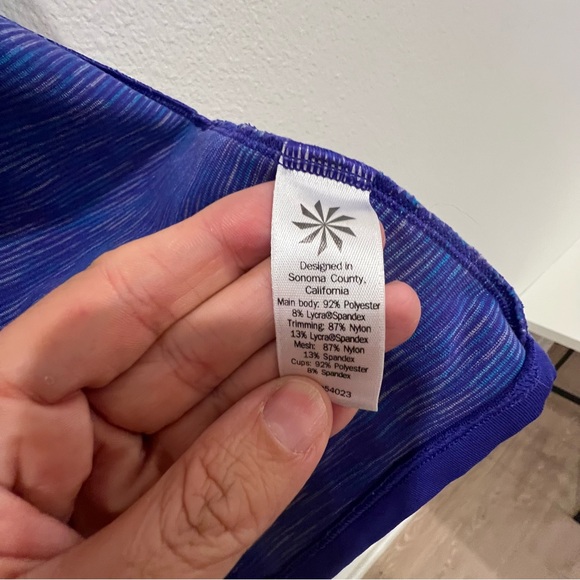 Athleta Tank Top Womens Tall Small Blue Purple Space Dye Racerback Shelf Bra Gym - Picture 8 of 10